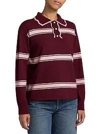 Striped Knit Polo Sweater