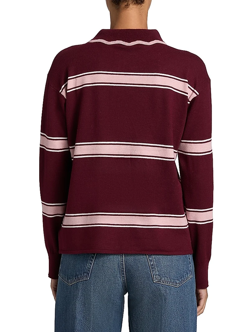 Striped Knit Polo Sweater
