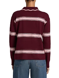 Striped Knit Polo Sweater