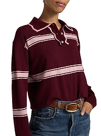 Striped Knit Polo Sweater