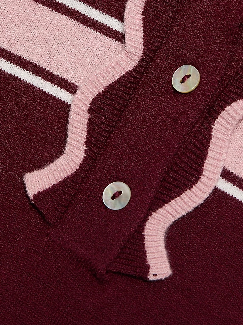 Striped Knit Polo Sweater