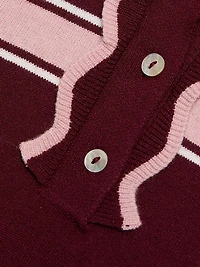 Striped Knit Polo Sweater