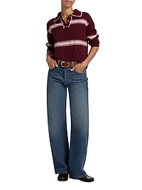 Striped Knit Polo Sweater