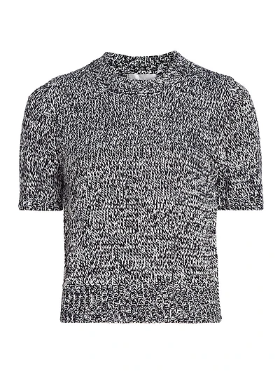 Marled Knit Short-Sleeve Sweater