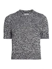 Marled Knit Short-Sleeve Sweater