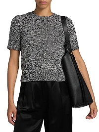 Marled Knit Short-Sleeve Sweater