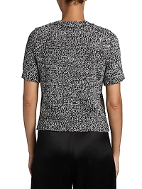 Marled Knit Short-Sleeve Sweater