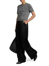 Marled Knit Short-Sleeve Sweater