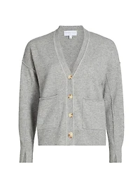 Contrast Cashmere Button-Front Cardigan