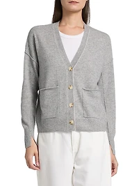 Contrast Cashmere Button-Front Cardigan