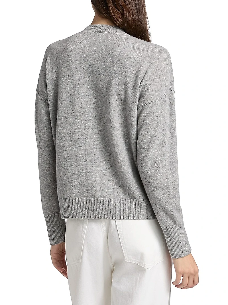 Contrast Cashmere Button-Front Cardigan