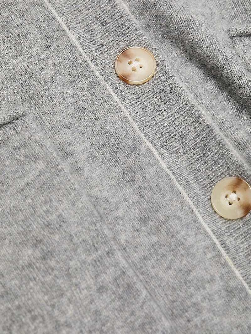 Contrast Cashmere Button-Front Cardigan