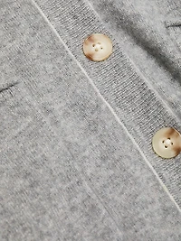 Contrast Cashmere Button-Front Cardigan