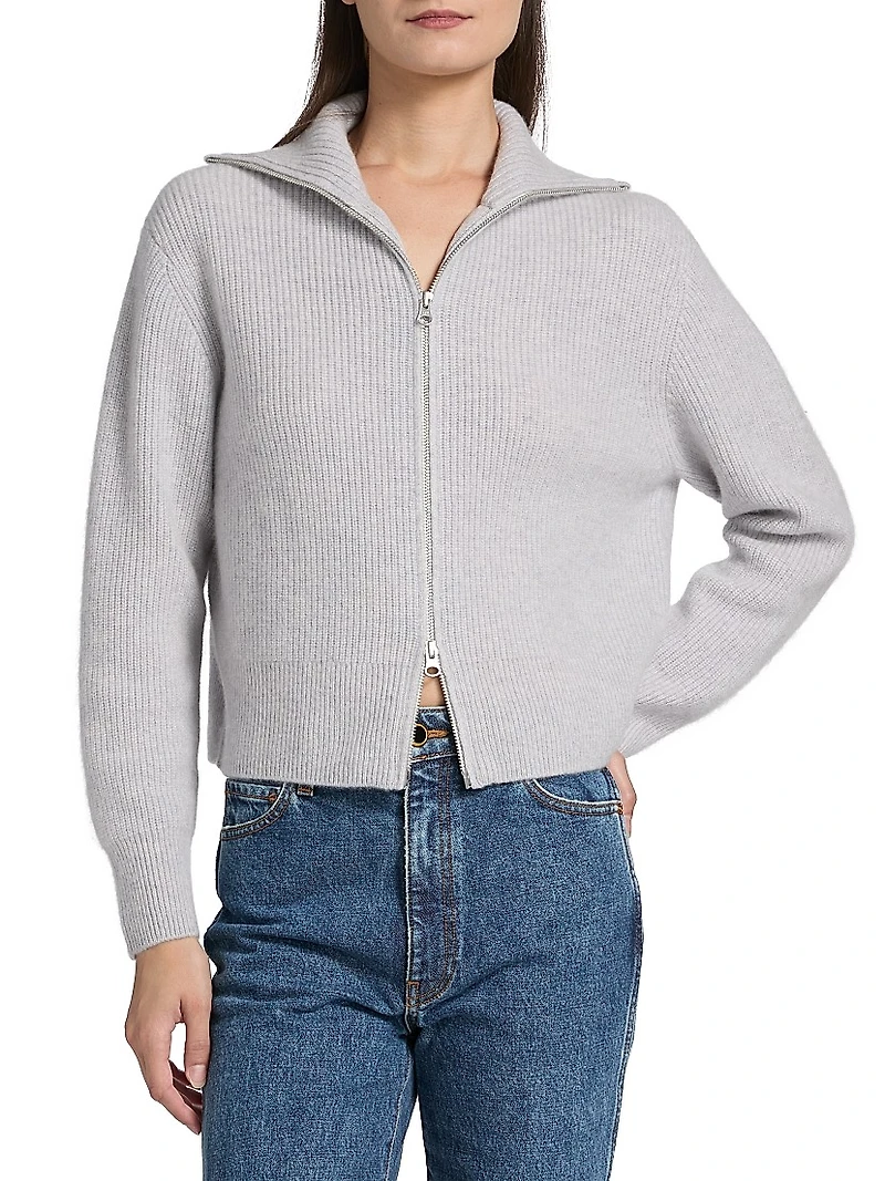 Double-Zip Cashmere Cardigan