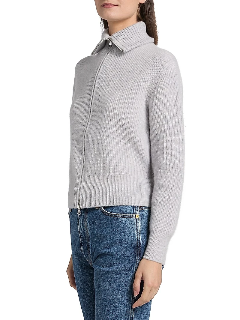 Double-Zip Cashmere Cardigan