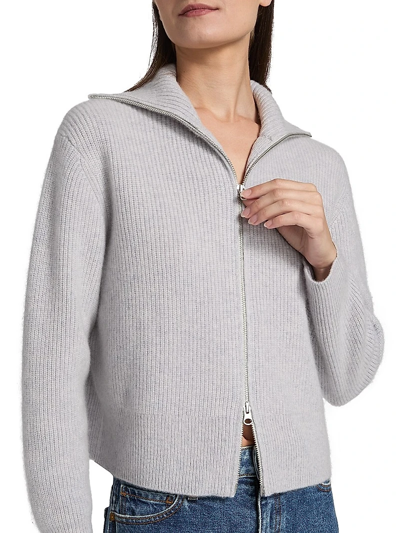 Double-Zip Cashmere Cardigan