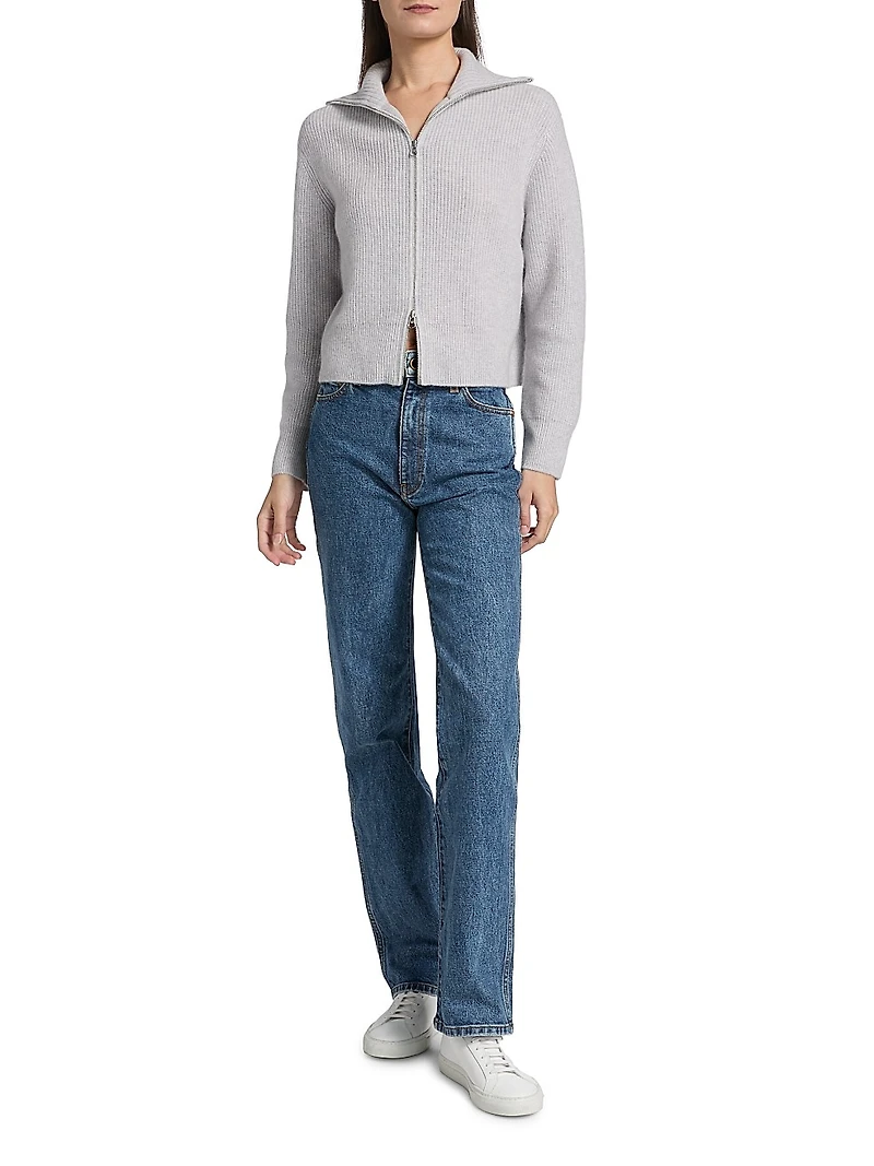 Double-Zip Cashmere Cardigan