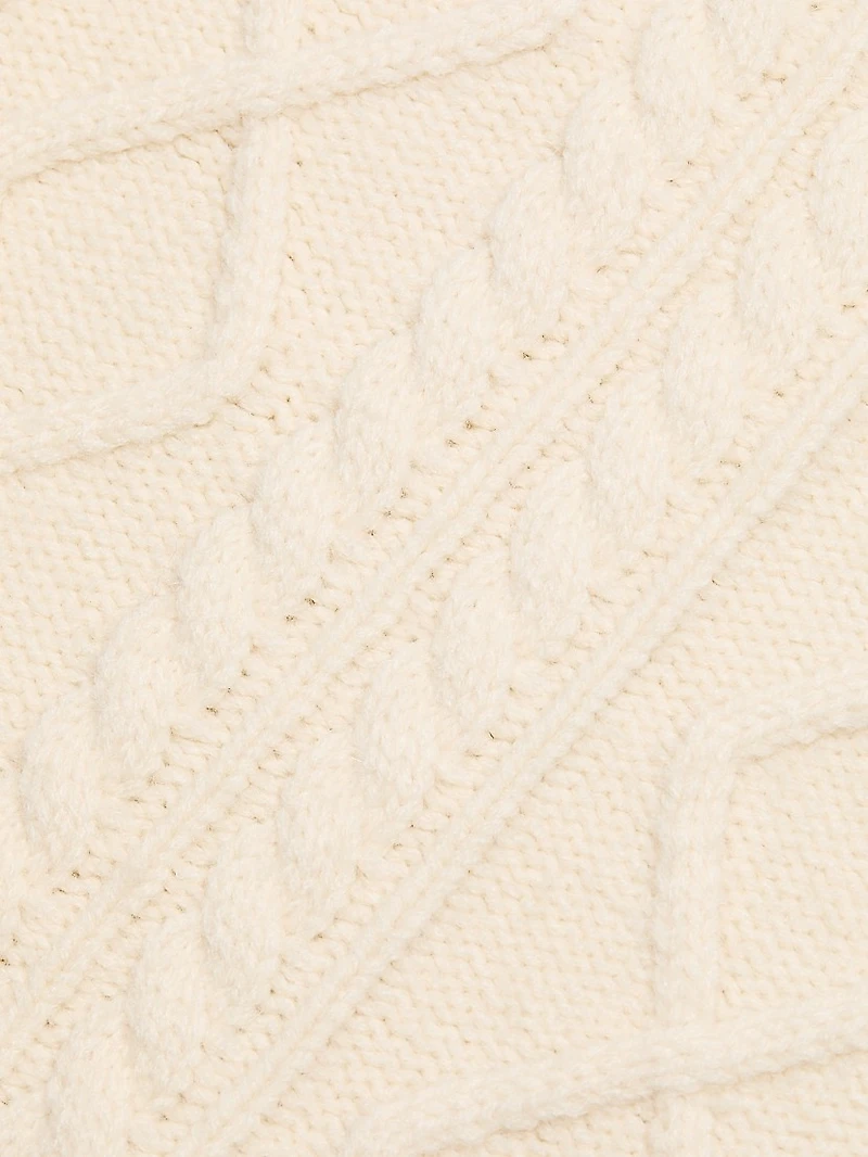 Fair Isle-Style Cable-Knit Crewneck Sweater