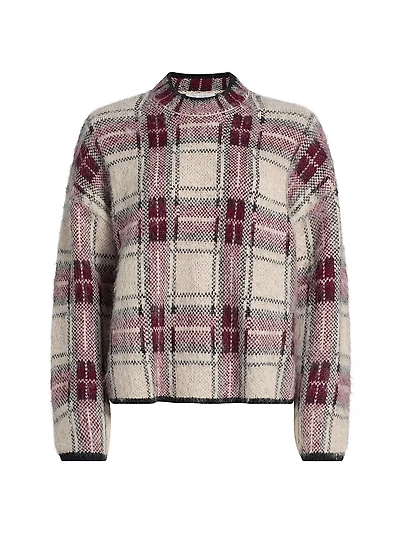 Plaid Boxy Long-Sleeve Sweater