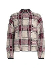 Plaid Boxy Long-Sleeve Sweater