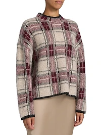 Plaid Boxy Long-Sleeve Sweater