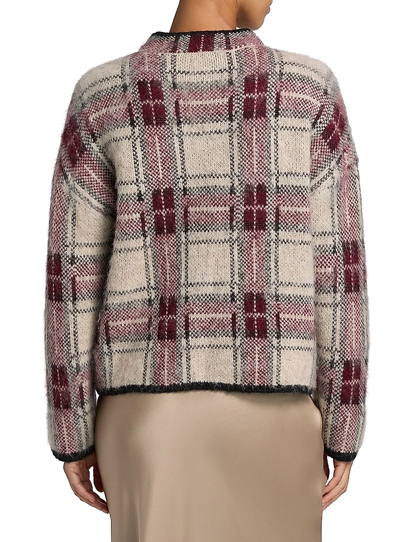 Plaid Boxy Long-Sleeve Sweater