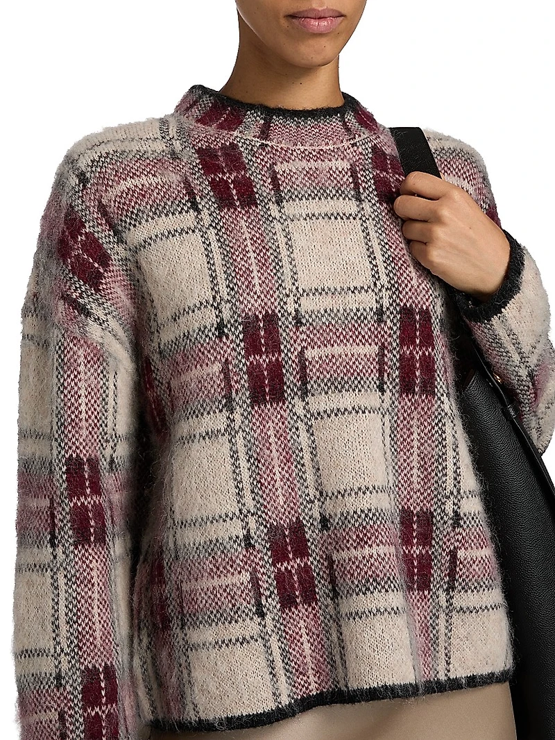Plaid Boxy Long-Sleeve Sweater