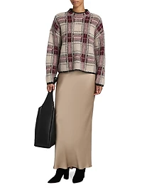 Plaid Boxy Long-Sleeve Sweater