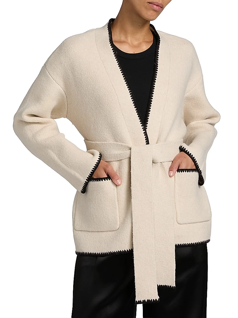 Tie Front Long-Sleeve Cardigan