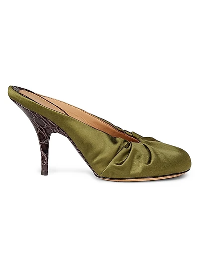 Ruched 90MM Satin Mules