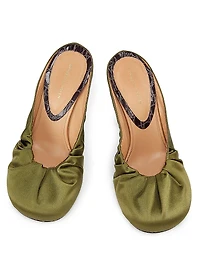 Ruched 90MM Satin Mules