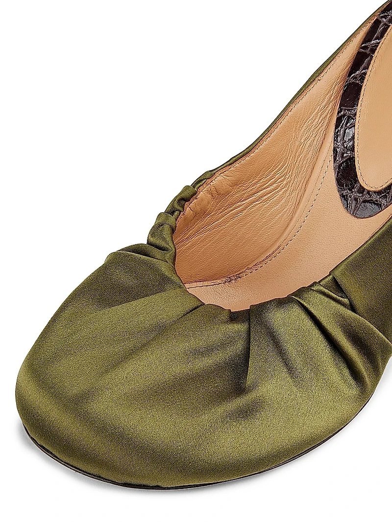 Ruched 90MM Satin Mules