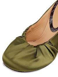 Ruched 90MM Satin Mules