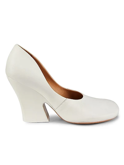 Block Heel Leather Pumps