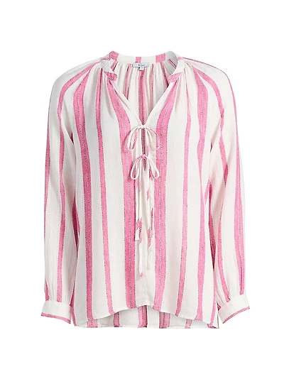 Brielle Striped Linen-Blend Top