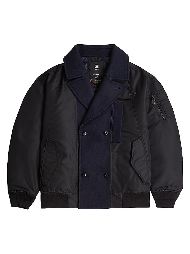 Paneled Double-Breasted Peacoat