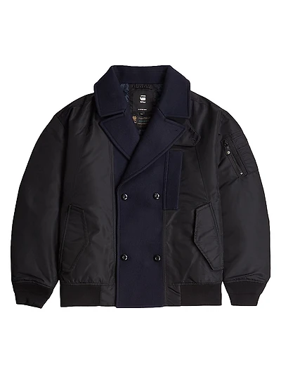 Paneled Double-Breasted Peacoat