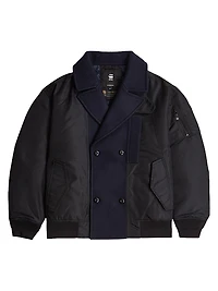 Paneled Double-Breasted Peacoat