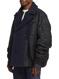 Paneled Double-Breasted Peacoat
