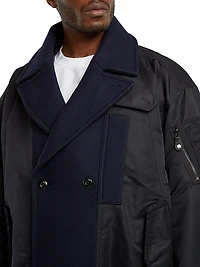 Paneled Double-Breasted Peacoat