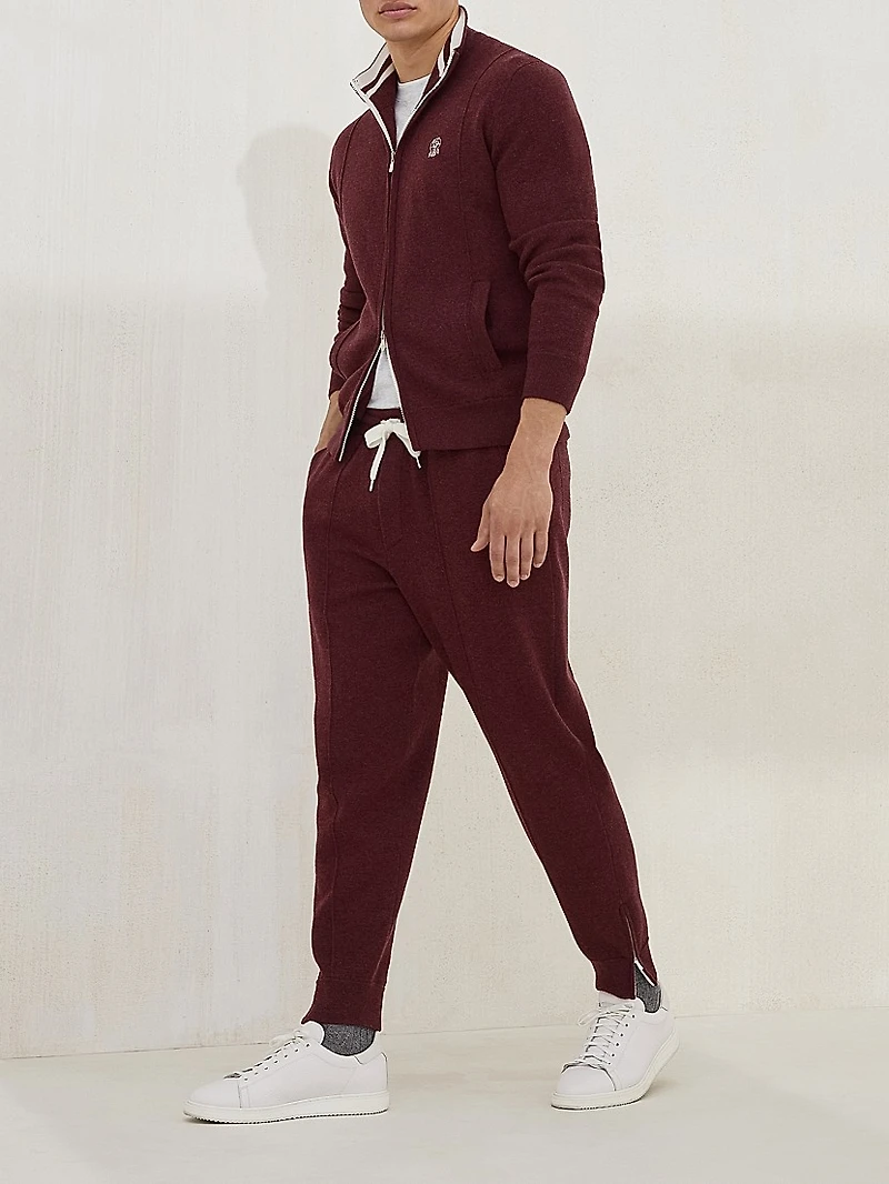 Cashmere Double Knit Trousers with Crête Detail