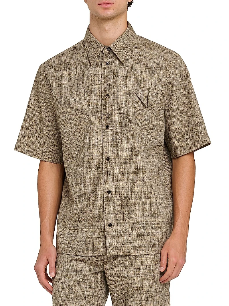 Tweed Button-Front Shirt