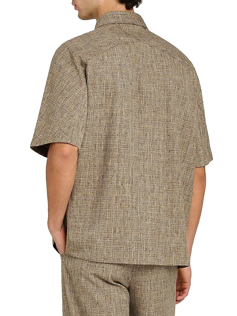 Tweed Button-Front Shirt