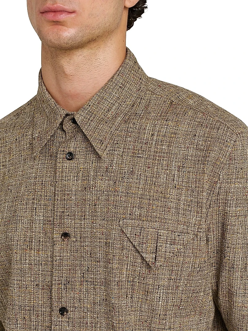Tweed Button-Front Shirt