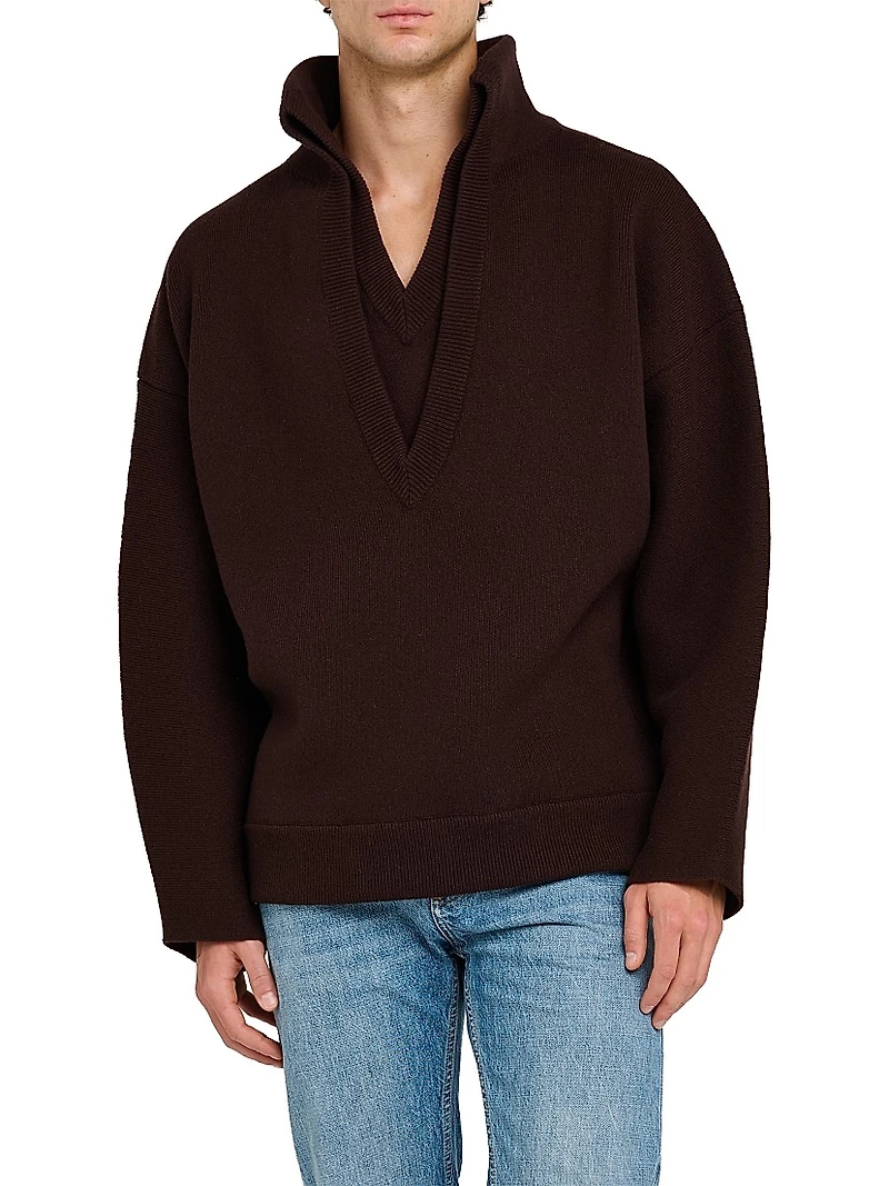 Wool Chunky Compact-Knit Sweater