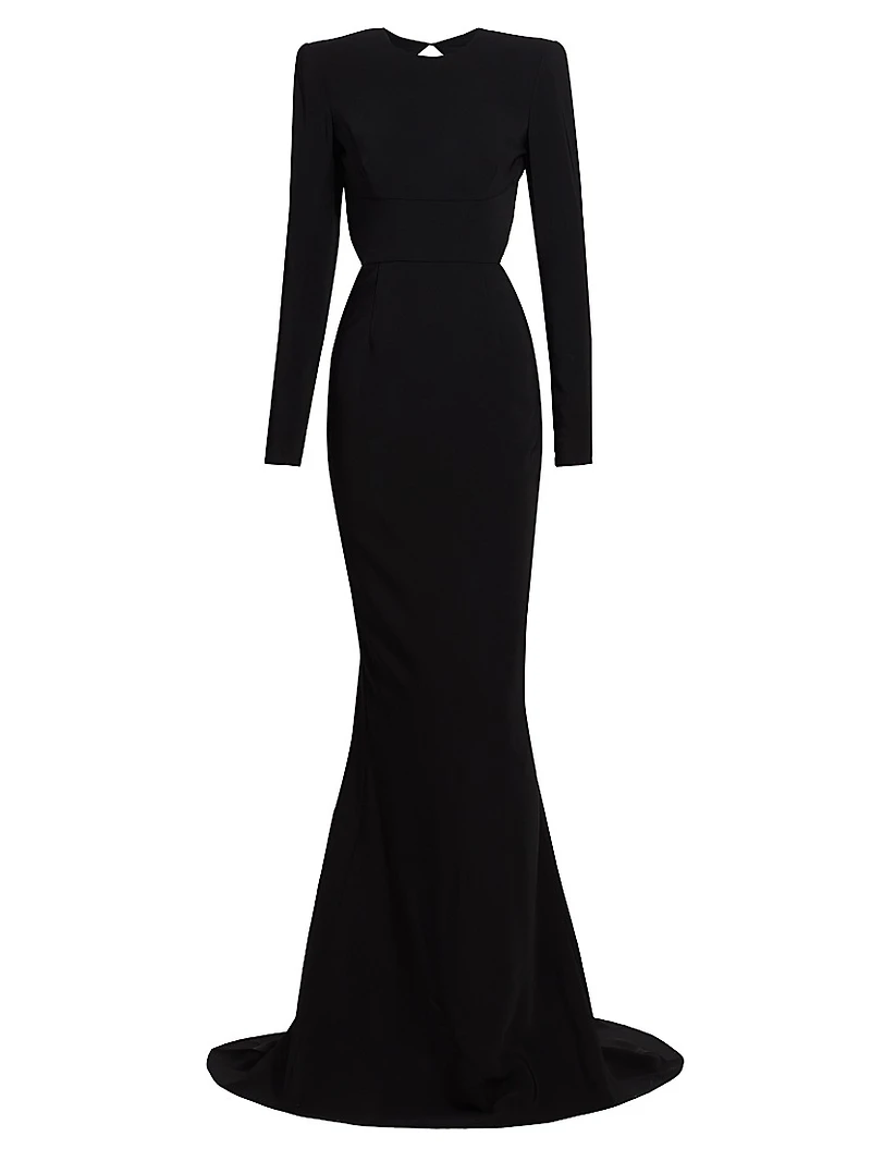 Structured Silk-Blend Crepe Open-Back Gown