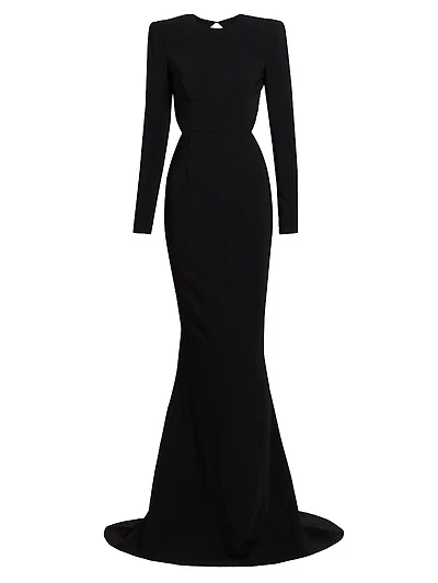 Structured Silk-Blend Crepe Open-Back Gown