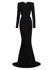 Structured Silk-Blend Crepe Open-Back Gown
