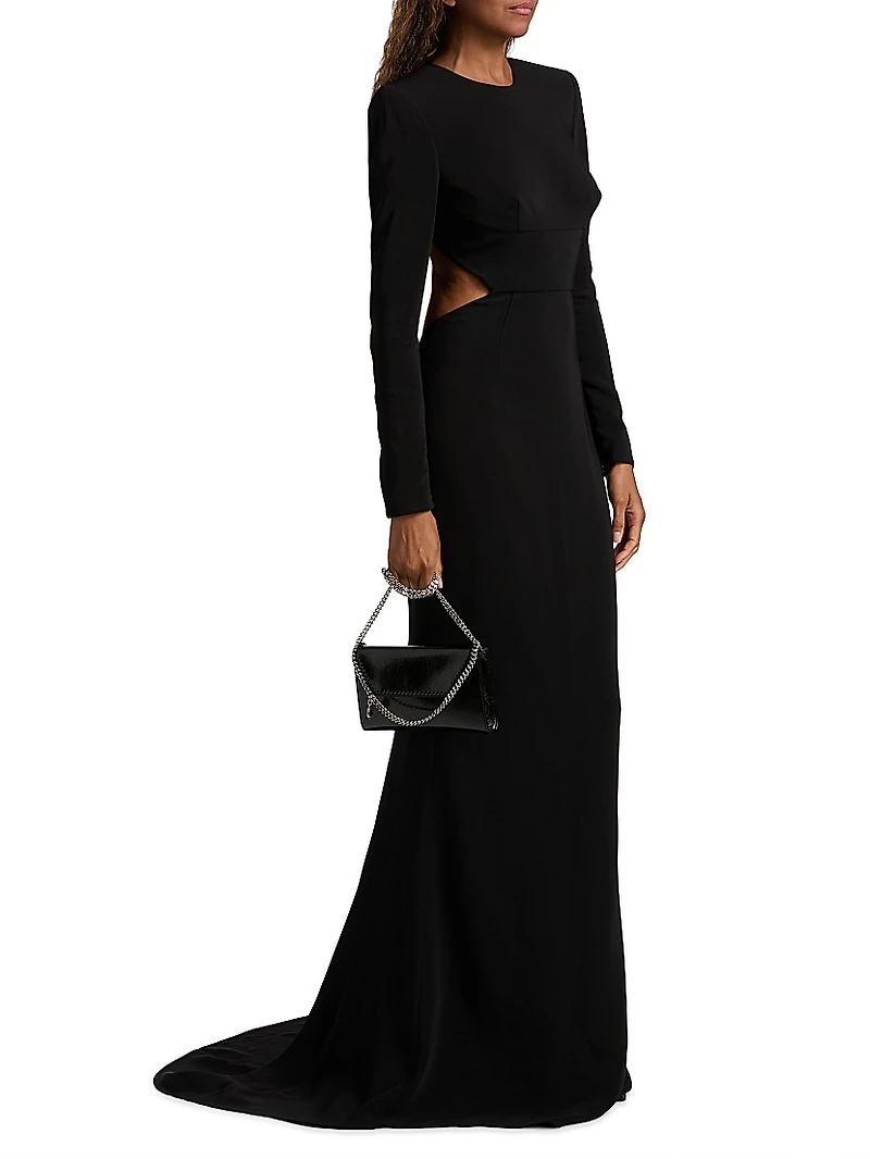 Structured Silk-Blend Crepe Open-Back Gown