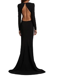 Structured Silk-Blend Crepe Open-Back Gown
